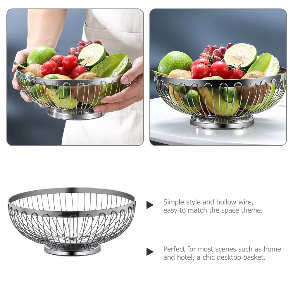 Centerpiece Fruit Bowl Large Stainless Steel Draining Vegetable and Basket Metallic Line Make Tea Tinsel