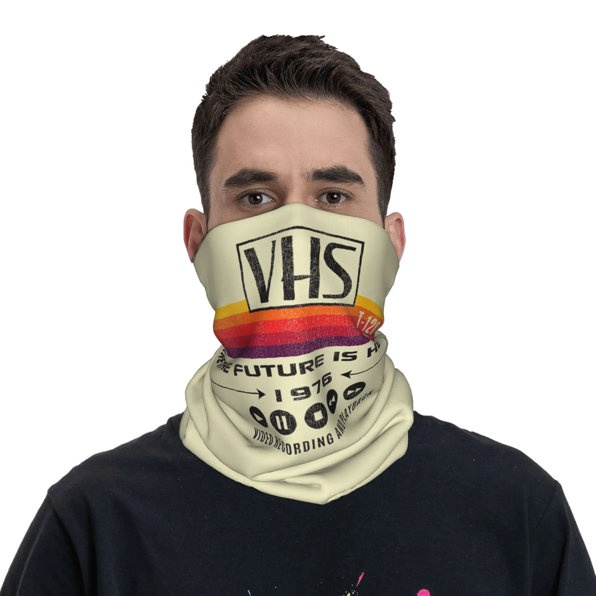 VHS The Future Is Here 1976 Worn Out Lts Bandana Neck Cover Printed Mask Scarf Warm Cycling Scarf Cycling For Men Women Adult