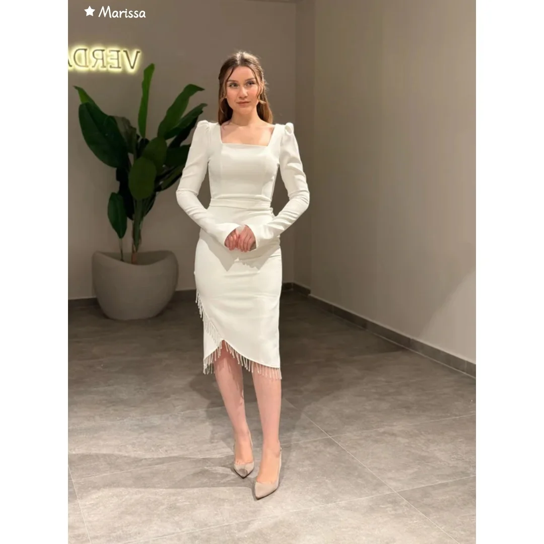 

Marissa Elegant Gowns Fishtail Knee-length Skirt Women's Prom Dress 2025 Custom Made Dresses for Special Events Gloss Satin Long