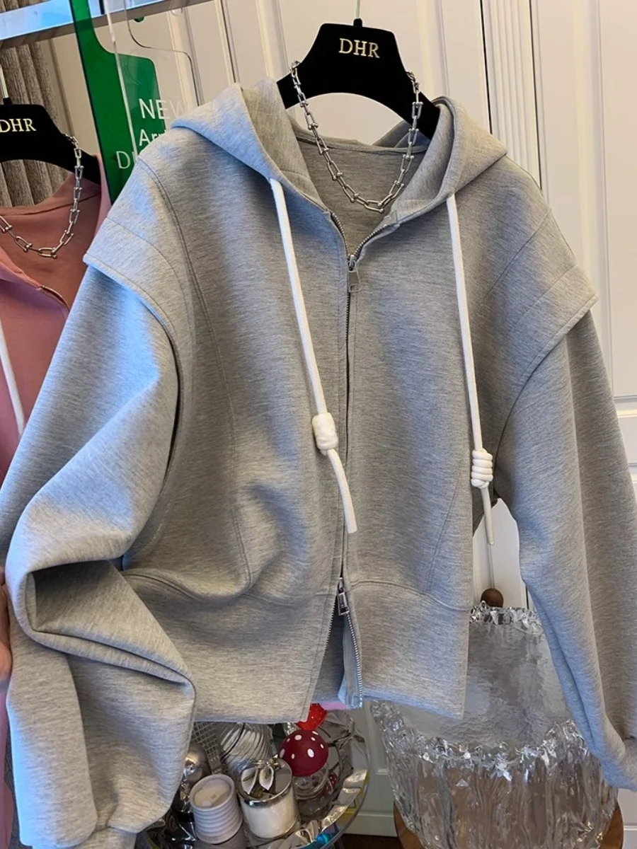ขนาดใหญ่พิเศษ 300 Pou Double Zipper Hooded เปิดเสื้อสเวตเตอร์ถักผู้หญิงหลวมฤดูใบไม้ผลิฤดูใบไม้ร่วงขนาดเล็กขี้เกียจ Sle อินเทรนด์ Jaet