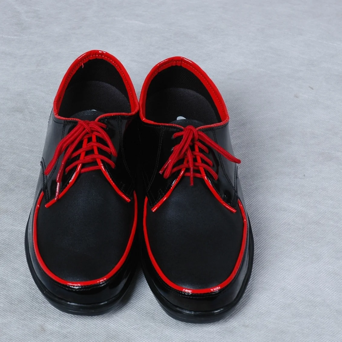 Street Dance Pure White Black Edged Mirror Surface Leather Shoes Popping Locking Chunk Shoes Black Red Edged Mirror Surface Shoe