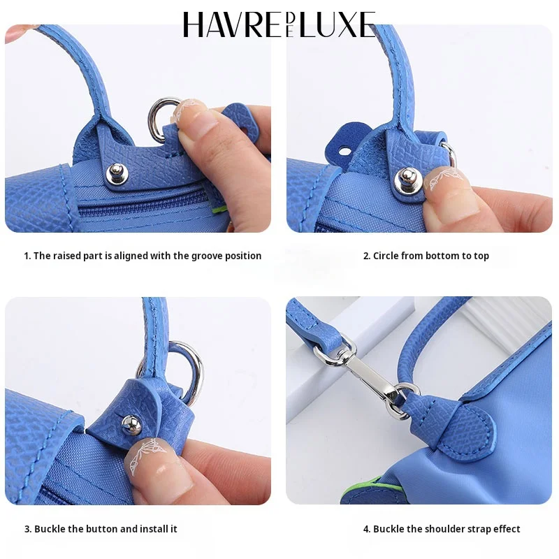 Imagem -05 - Havredeluxe-alça de Bolsa Feminina Bolsa Swin Alça de Ombro para Longchamp Mini Bolsa sem Acessórios de Bolsa Perfuração Modificado e Ajustável Cross-body Leather Bolsa Strap Peças Set