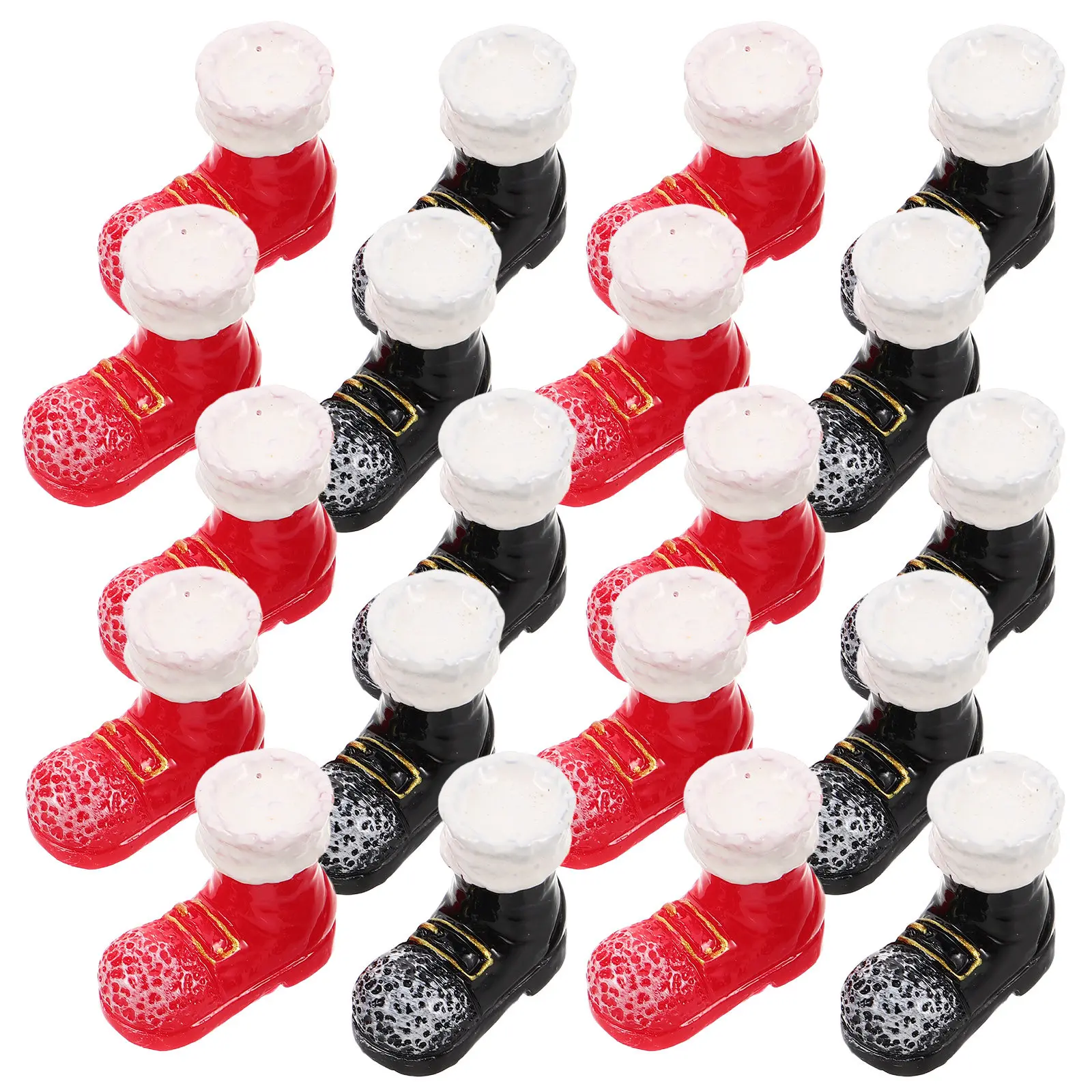 

20Pcs Santa Boots Christmas Decorations Miniature Resin Shoes Festival Mini Boot Ornaments Dollhouse Accessories Holiday Craft