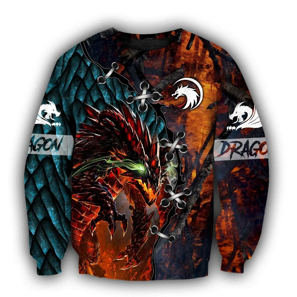 Tattoo and Dungeon Dragon 3D Printed Unisex Deluxe Hoodie Men Sweatshirt Streetwear Zip Pullover Casual Jacket Tracksuit