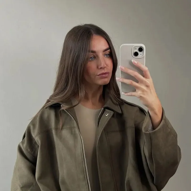 

HH женское элегантное модное однотонное замшевое пальто с отложным воротником и длинными рукавами на молнии куртки-бомберы High Street Lady шикарная верхняя одежда