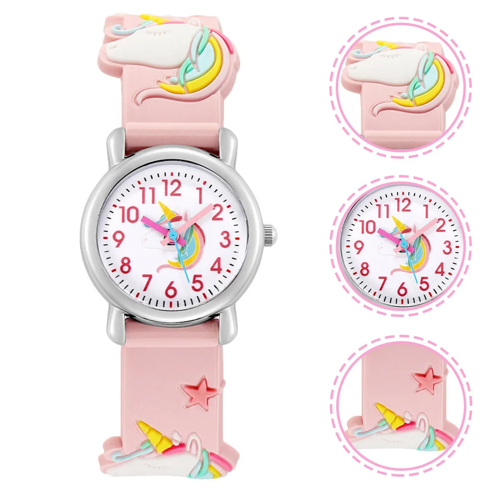 

Детские часы в форме единорога, детские наручные часы с героями мультфильмов для девочек, подарок на день рождения, с изящными деталями, гладкой текстурой, легко регулируемые