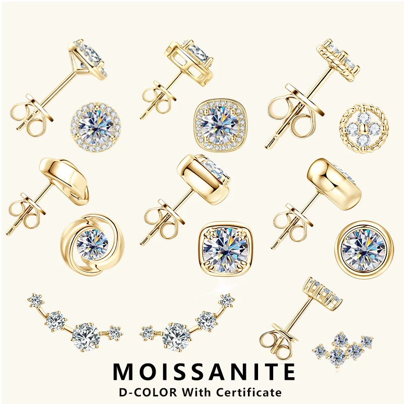 

Lnngy Certified Moissanite Stud Earring For Women Original 925 Sterling Silver Irregular Piercing Earring 2025 Hot Jewelry