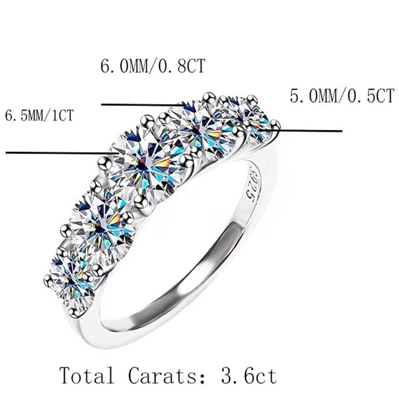 Original Silver 925 Rings Super Luxury Sparkling 3.6 Carat Zirconia Diamant Rings Women Wedding Band Silver 925 Jewelry Gift