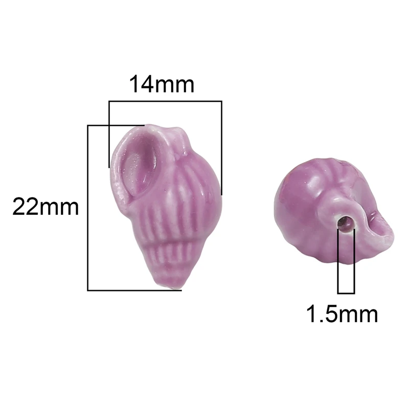 

2pcs Multicolor Conch Shape Ceramic Beads 14x22mm Spacer Loose Beads to Make Bracelet Phone Chain DIY Jewelry Making Accessories
