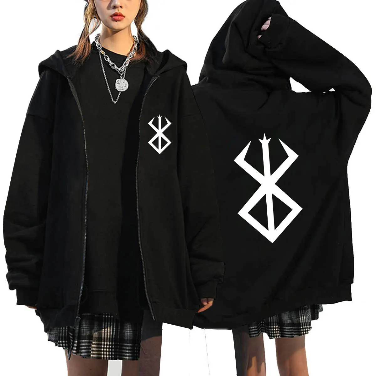 2024 New Berserk Guts Anime Trendy Print Men Women Vintage Streetwear High Quality Zipper cardigan Hoodie