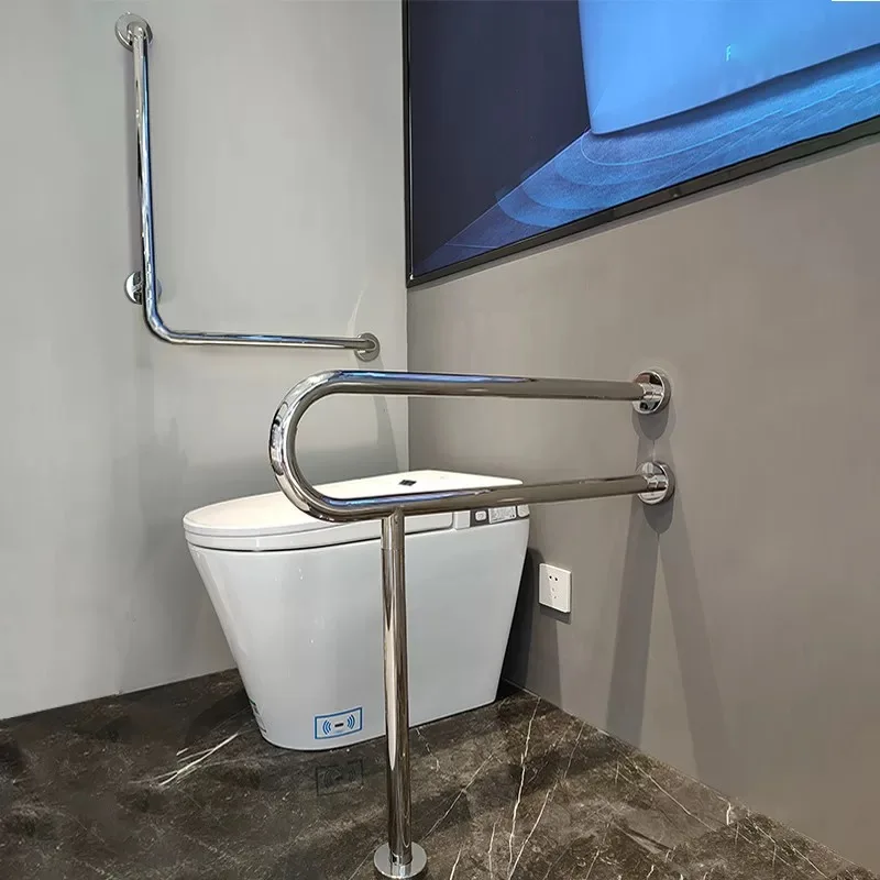 Barra de apoio de segurança para banheiro de aço inoxidável 304 montada na parede para deficientes e chuveiro para hospitais