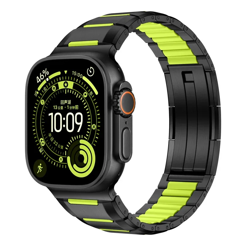 Steel+Rubber Strap for Apple Watch Band Ultra 2 49mm 45mm 41mm Steel Watch Strap for IWatch Series 1 2 3 4 5 6 7 8 Ultra