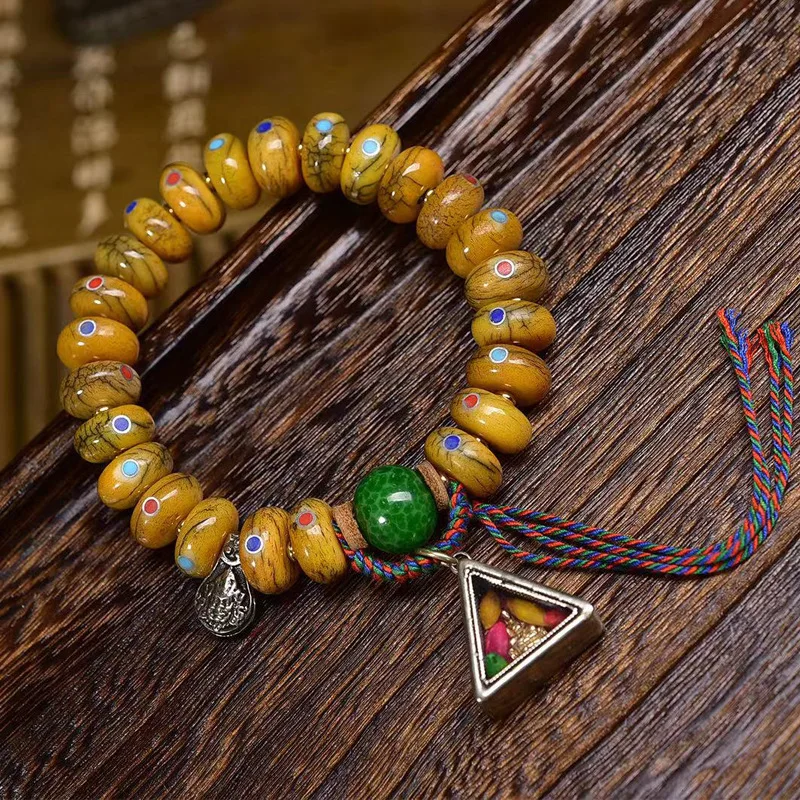 backflow-duobao-inlaid-tablet-beads-single-circle-opal-colored-glaze-accessories-yak-bone-amusement-article-bracelet