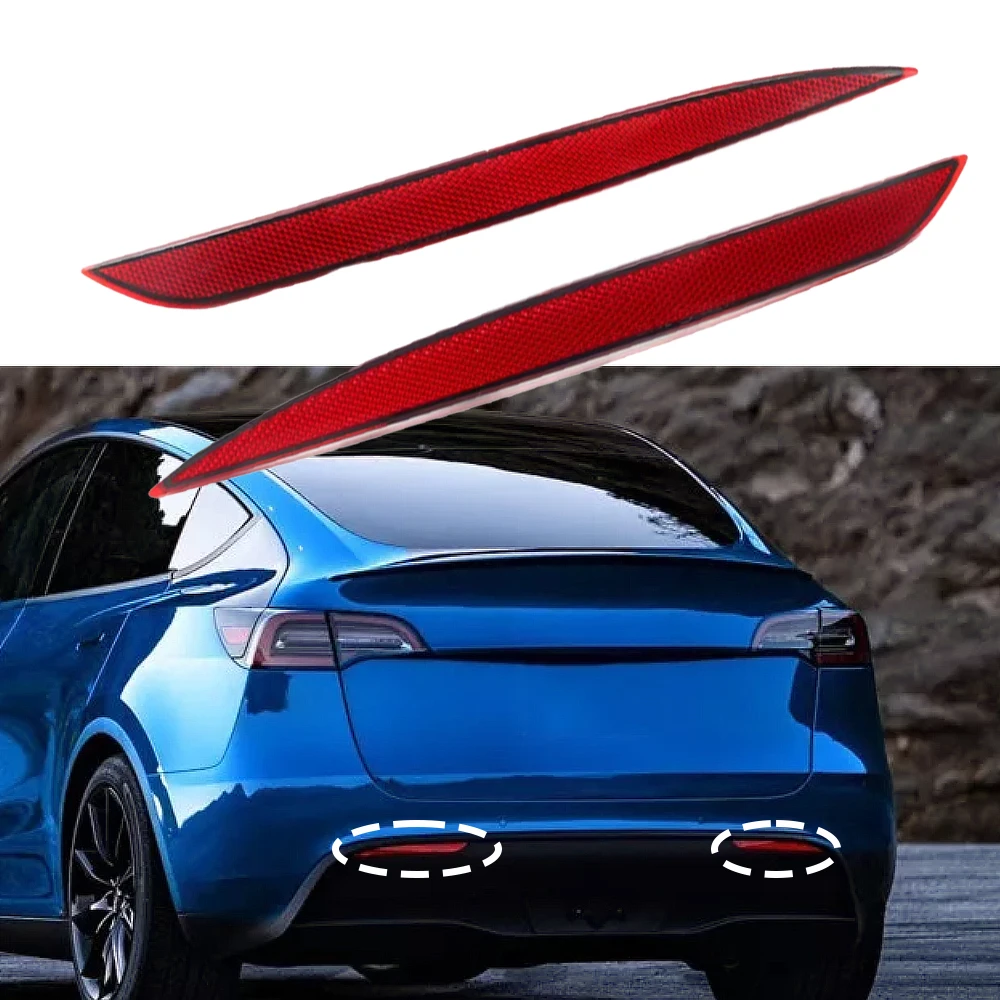 1 Pair Car Rear Bumper Left & Right Reflector Reflex Tail Light Lamp 149581700C 149581800C Fit for Tesla Model Y 2022 2021 2020