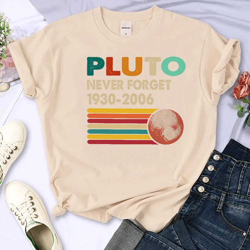 أبدا ننسى بلوتو الرجعية علوم الفضاء التي شيرت المرأة الجرافيك الصيف harajuku التي شيرت فتاة harajuku y2k ملابس الشارع الشهير #1