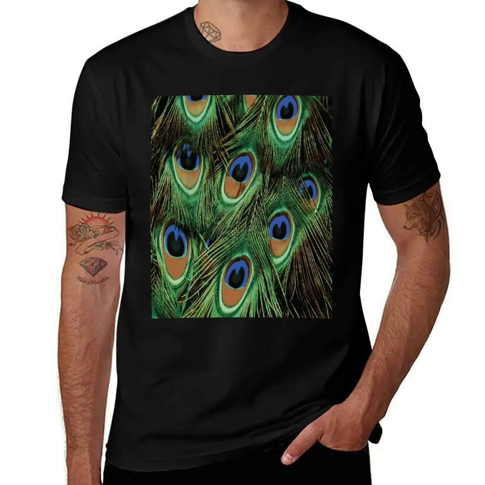 PEACOCK FEATHERS Pop Art T-Shirt boys animal print vintage anime shirts men