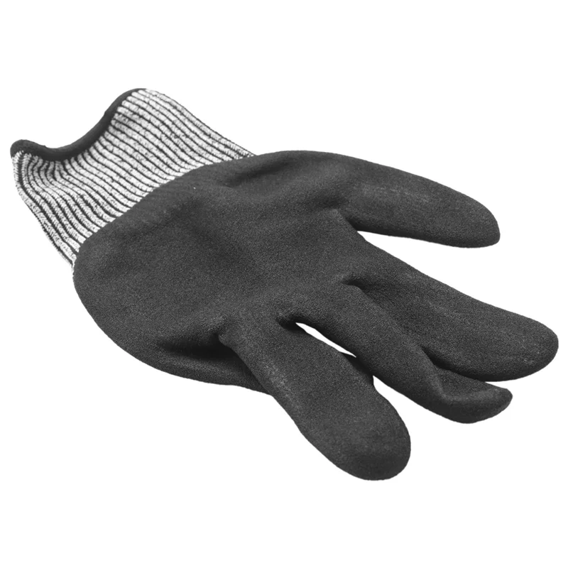 AB47-Level 5 Cut Resistant Gloves 3D Comfort Stretch Fit, Durable Power Grip Foam Nitrile, Grey 3 Pair(L)