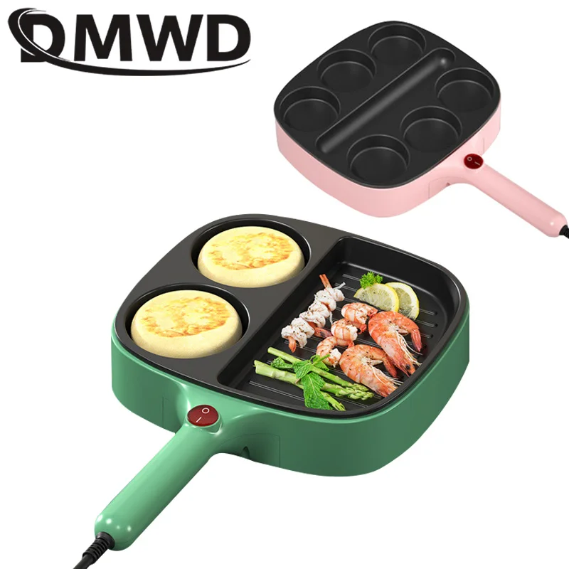 DMWD 110V Multifunctional Electric Frying Pan Non-stick Egg Burger Cooker Smokeless Steak Machine  Omelette Breakfast Machine