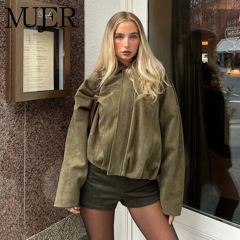 Chaquetas Varsity de Gamuza Sintética para Mujer, Chaquetas Bomber Acolchadas, Chaqueta Oversize con Cremallera, Chaqueta de Manga Larga para Mujer, Abrigos para Mujer