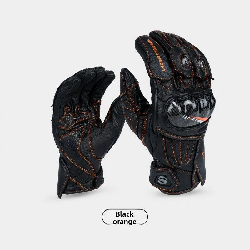 Winter Motorcycle Gloves Carbon Fiber Protective Waterproof Fleece Touchscreen Anti-Slip Goatskin Riding Gloves Men Women Padded