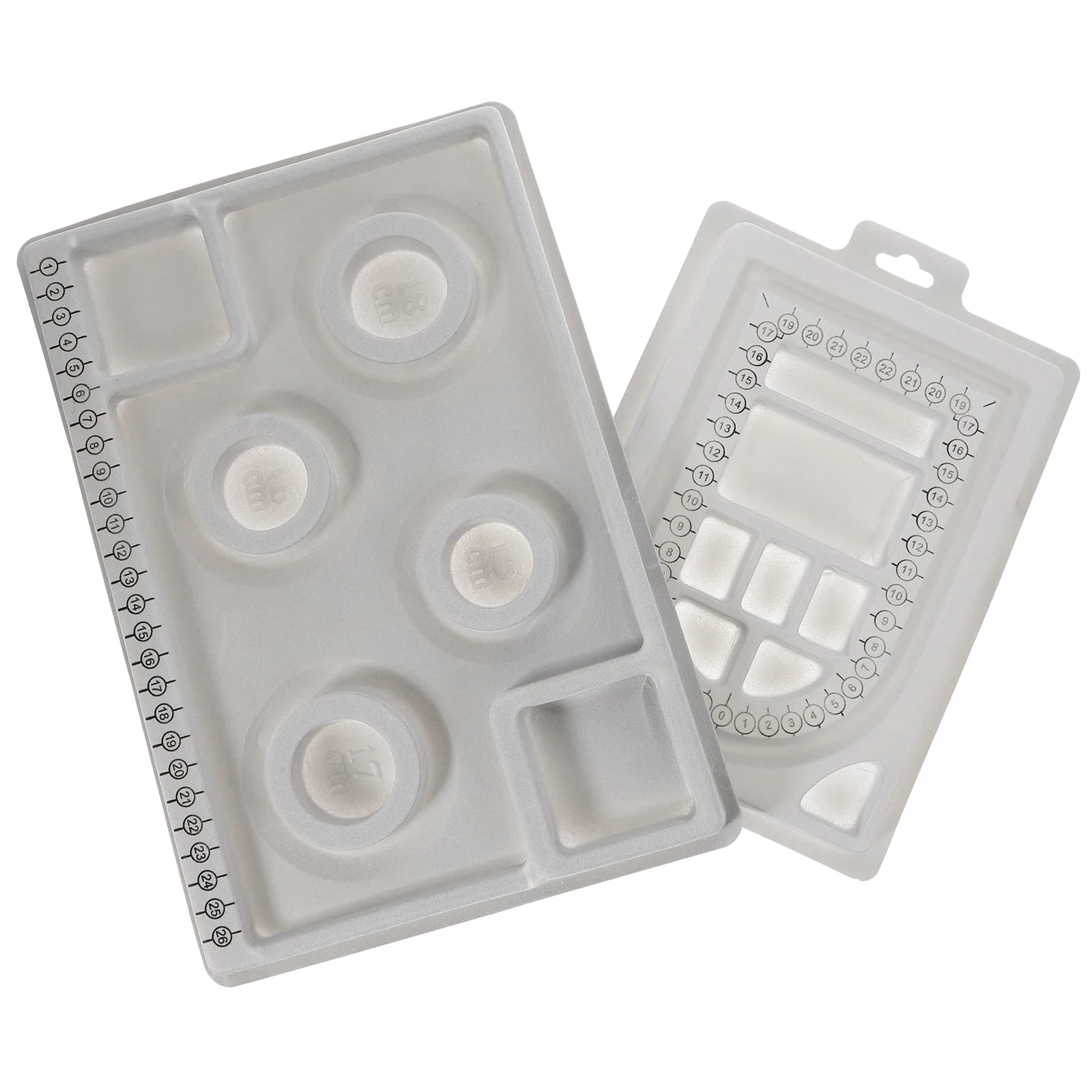 

2pcs Measuring Disc Bead Necklace Design Board Bracelet Tray 18 Compartments 6 Slots PP Material Jewelry Tools Storage