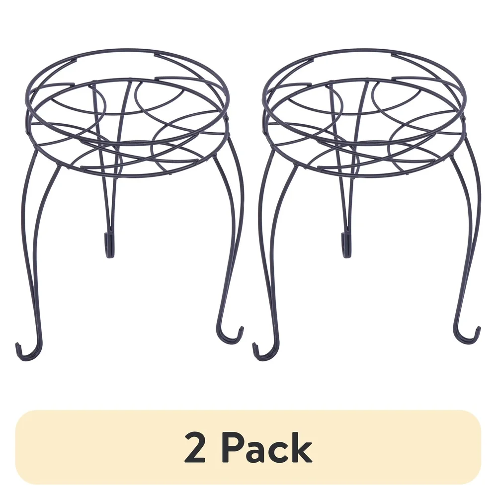 2 حزمة من حامل النباتات المعدنية المستديرة، حامل عرض داخلي وخارجي، قابل للطي، موفر للمساحة، أوعية متينة مقاومة للصدأ حتى 9 بوصة