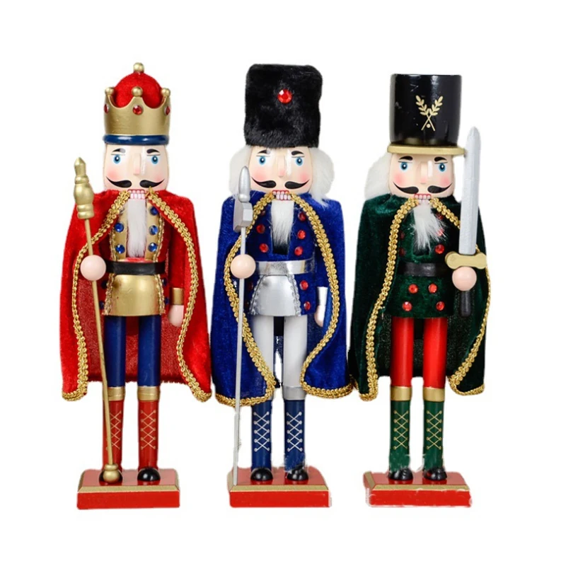 38 cm Verjaardagscadeau Beweegbare Pop Puppets Pakket Fluwelen Mantel Klassieke Notenkraker Walnoten Mensen Hout Kerstcadeaus 1 stks D330