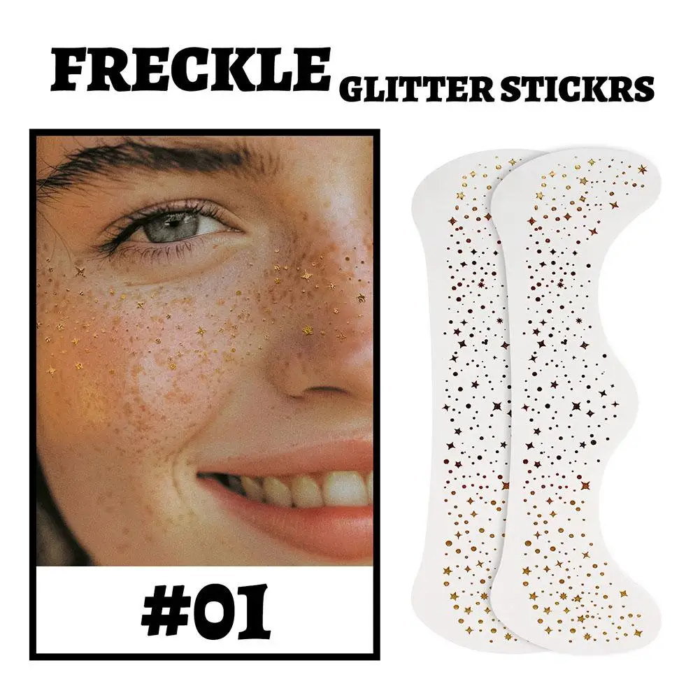 Freckle Face Tattoo สติกเกอร์ Hot Stamping Gold และและสติกเกอร์แต่งหน้า Sweatproof Star กันน้ํา Moon Girl Face S P8g3