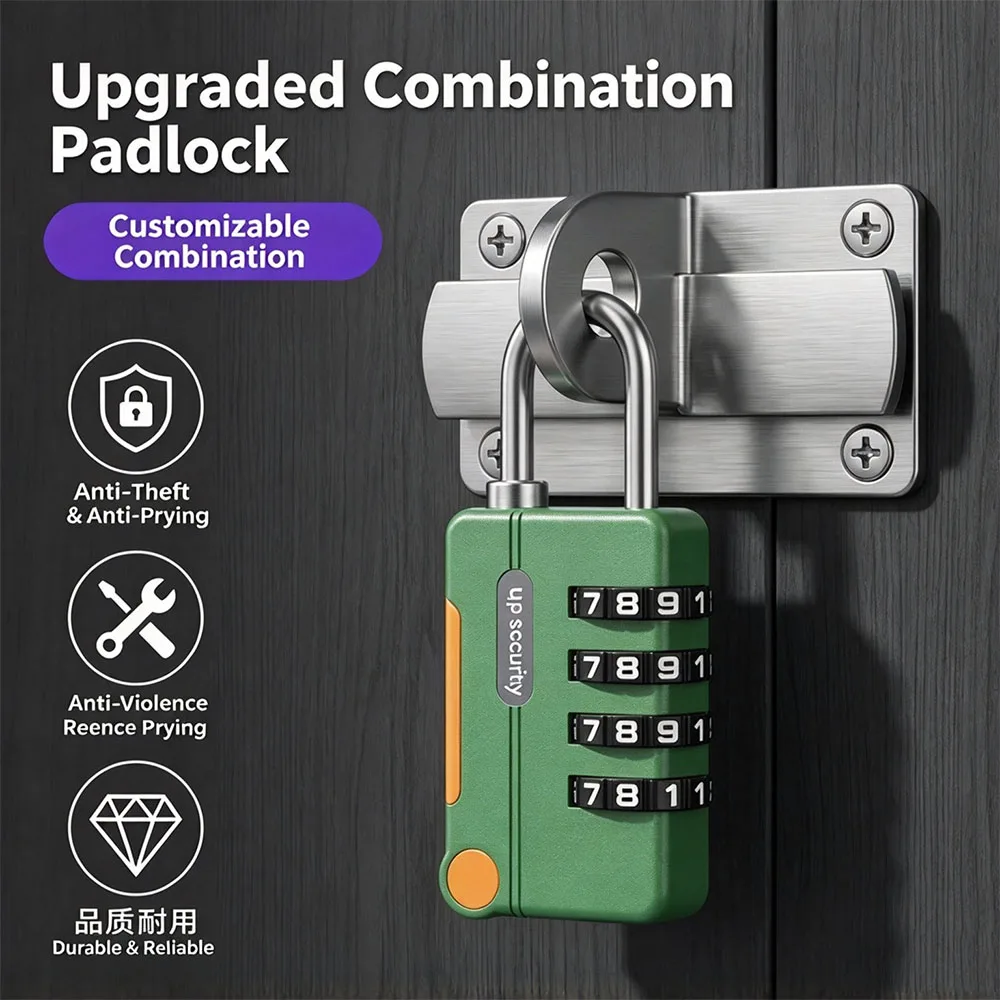 4 Digit Combination Padlock Keyless Anti-Theft Code Lock for Outdoor Travel Luggage Box Storage Security Lock