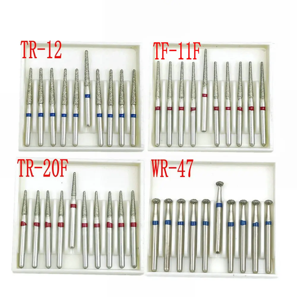10 adet/paket Dental elmas uç matkap FG elmas 1.6mm Shank için yüksek hızlı el aleti Burs diş hekimi araçları