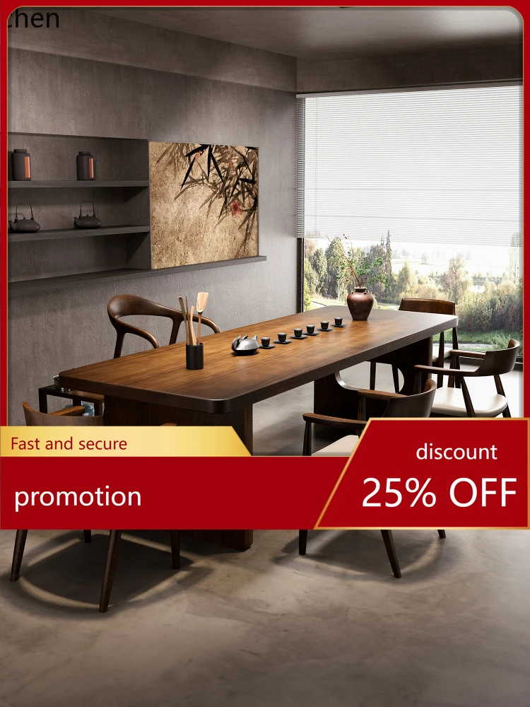 

CZ Solid Wood Large Board Tea Table and Chair Set Office Natural Wood Living Room Home Tea Table
