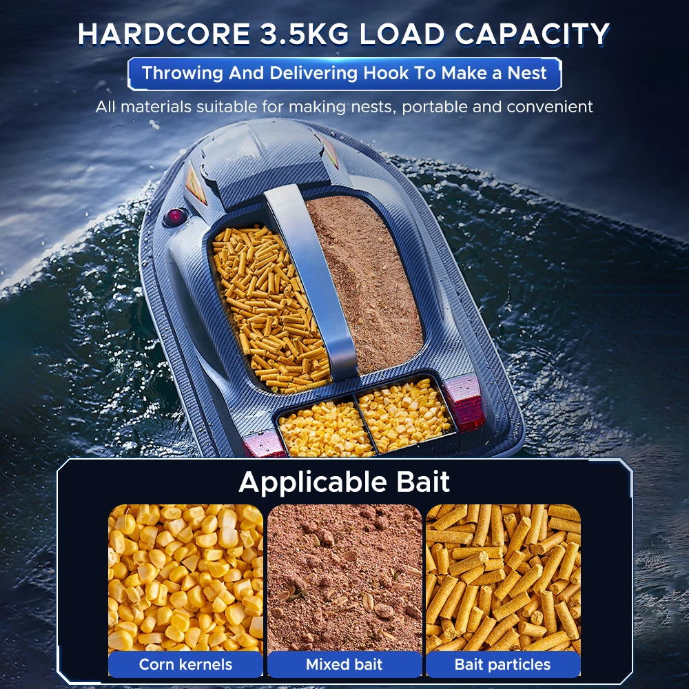 Large Outdoor 3 Hopper High Speed RC Fishing Boat 500M 3.5KG Load Voice Broadcast Smart Route Correction Remote Control Bait Boa