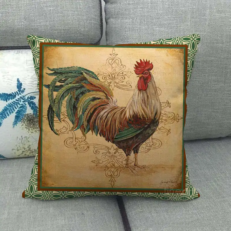 Cute Rooster Pillowcase Decor Lovely Pet Pillow Cover Animal Printed Cushion Cover Linen Pillow Case For Home Sofa Living Room