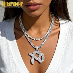 New Iced Out Bling Letter XO Pendant Necklace Gold Silver Color Tennis Chain AAA Zircon Hearts Charm Men Hip Hop Jewelry