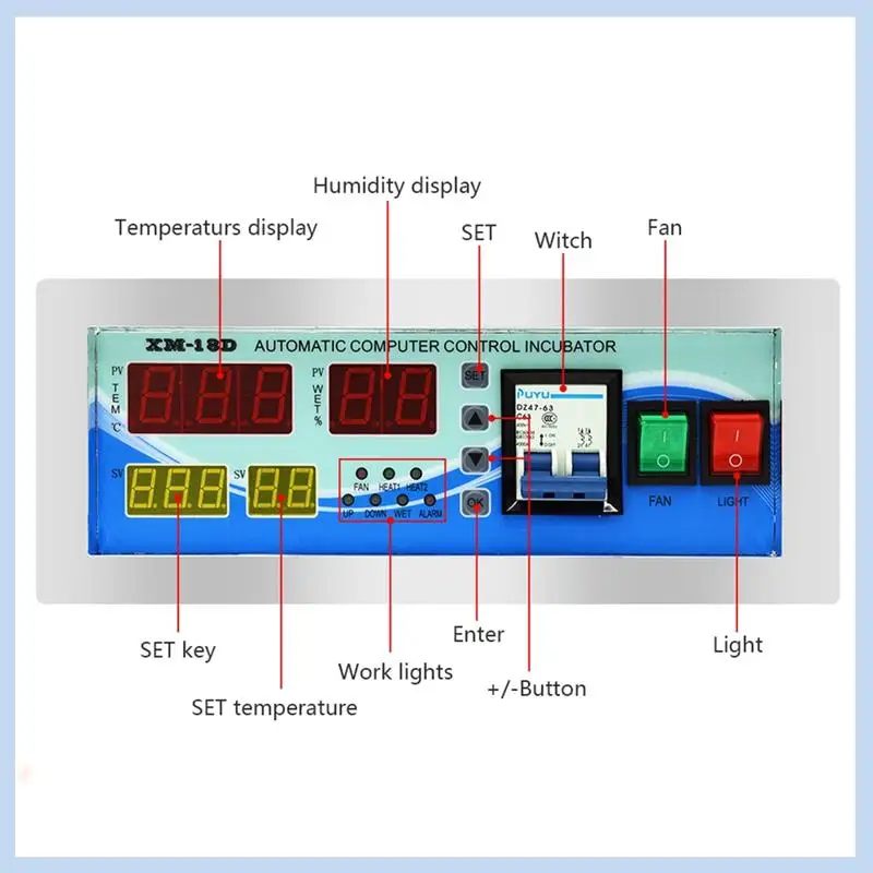 

AS63-XM-18D Automatic Incubator Controller Temperature And Humidity Controller For Hatching Equipment Easy Install 220V EU Plug