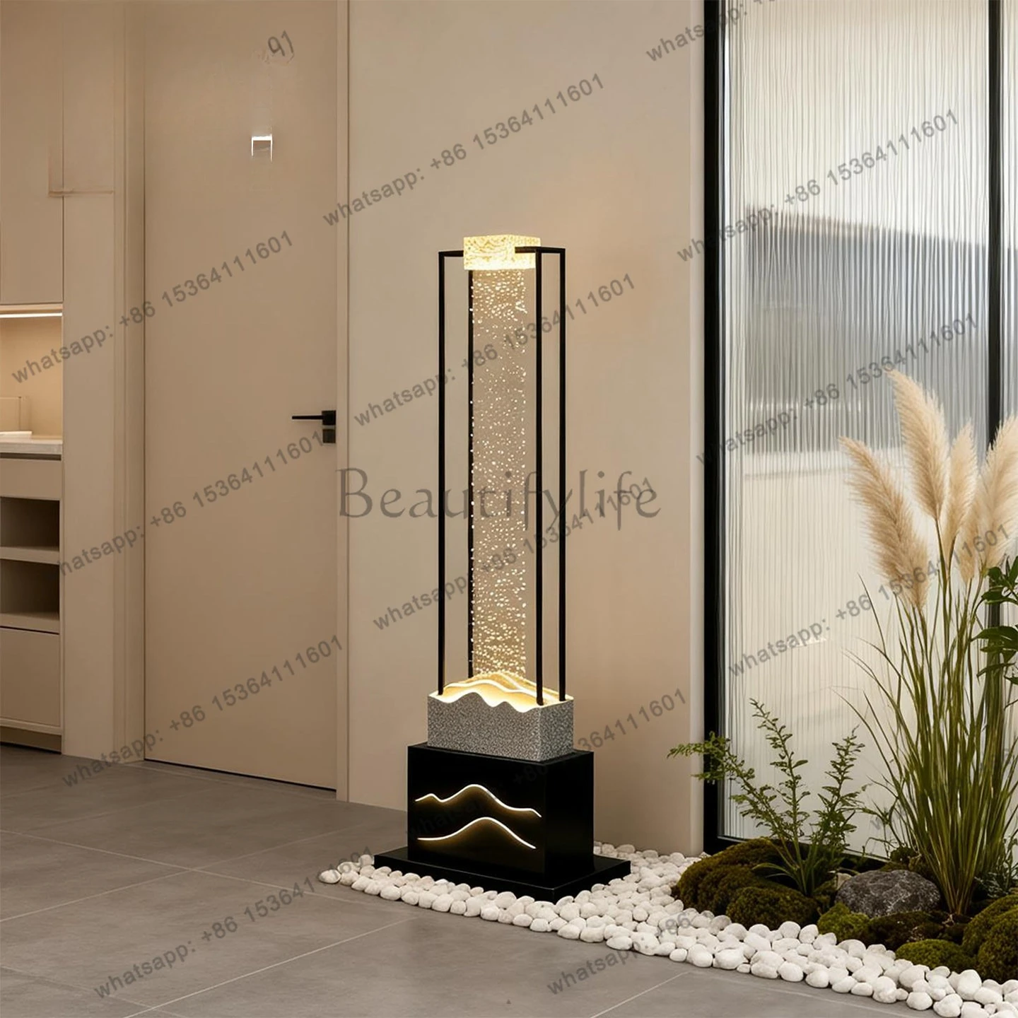 New Chinese floor-to-ceiling running water ornament, living room entrance circulating water humidifier ornament