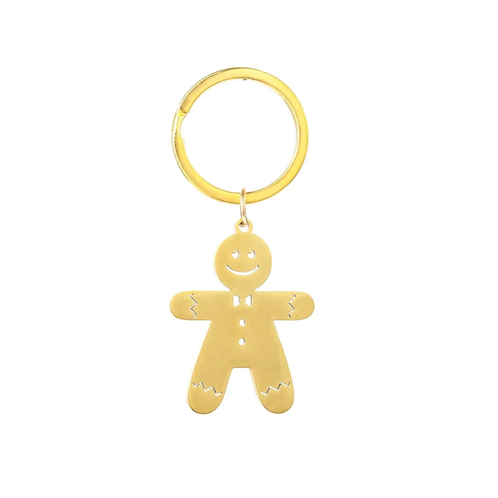 Edelstahl Lebkuchenmann Schlüsselanhänger Weihnachtsgeschenk Metall-Schlüsselring Taschenanhänger für Männer und Frauen – Detail 1