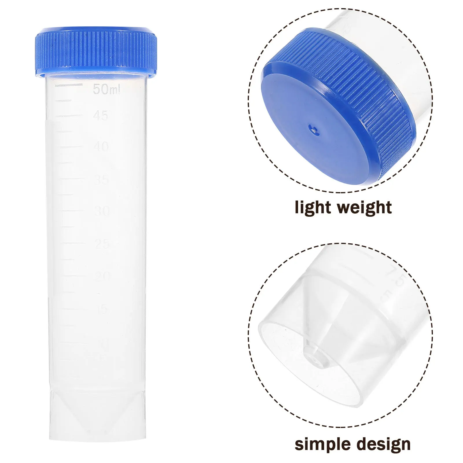 

50 pcs 50Ml Screw Cap Centrifuge Tubes Flat Bottom Plastic Lab Testing Vials For Sample Storage Small Laboratory Supplies