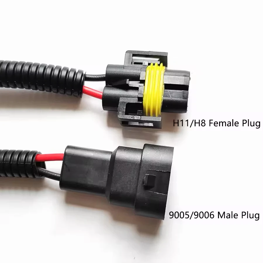 2Pcs H11 Female To 9005 HB3 9006 HB4 Male Plug Conversion Wiring Harness Connector Car Headlight Adapter Socket Cable