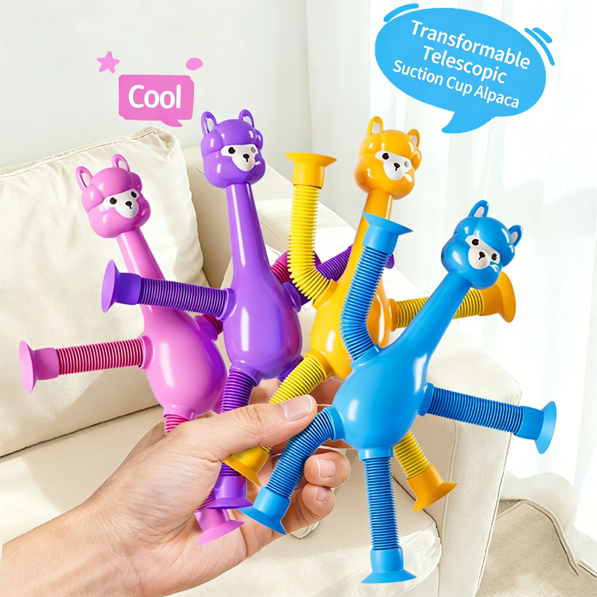 Telescopic Suction Cup Alpaca Children's Stress Relief Toy Small Gift Anxiety Toy Novelty Toy Stress Relief Toys Fidgets Toys view 4