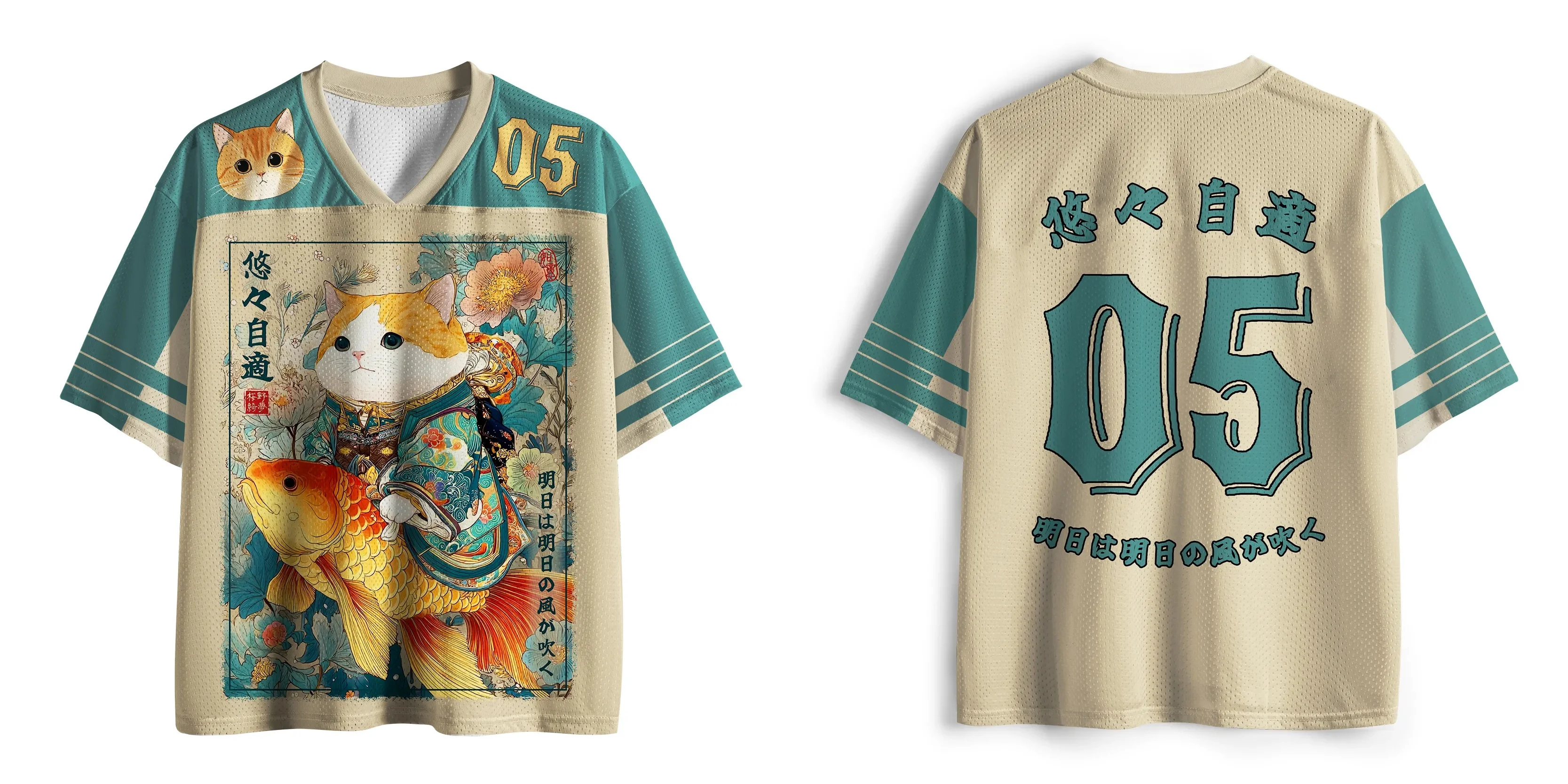 Lucky Koi Cat 3D Print Jersey Sports Outdoors Y2K T-shirt Breathable Quick Drying Streetwear Clothing  Family Matching Tops