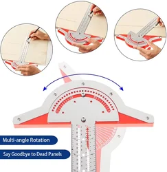 Top-Rated 10/15/20 Inch Precision Woodworking Edge Ruler 0-70° Adjustable Angle Finder Measuring Tool