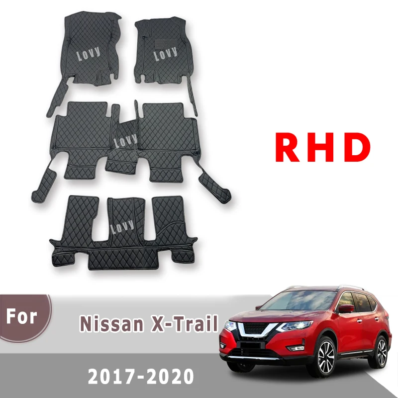 

RHD Car Floor Mats For Nissan X-Trail xtrail 2021 2020 2019 2018 2017 (7 seats) Leather Carpets Auto Accessories Styling Rugs