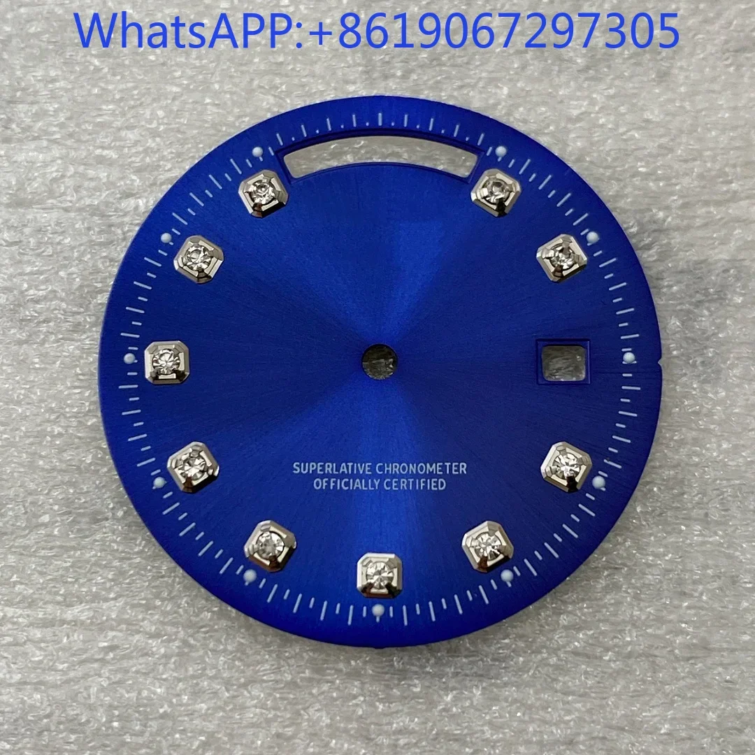 Esfera Sunburst adecuada 8285, movimiento mecánico automático, reloj de diamante, accesorios Mod, marcadores plateados, esfera blanca