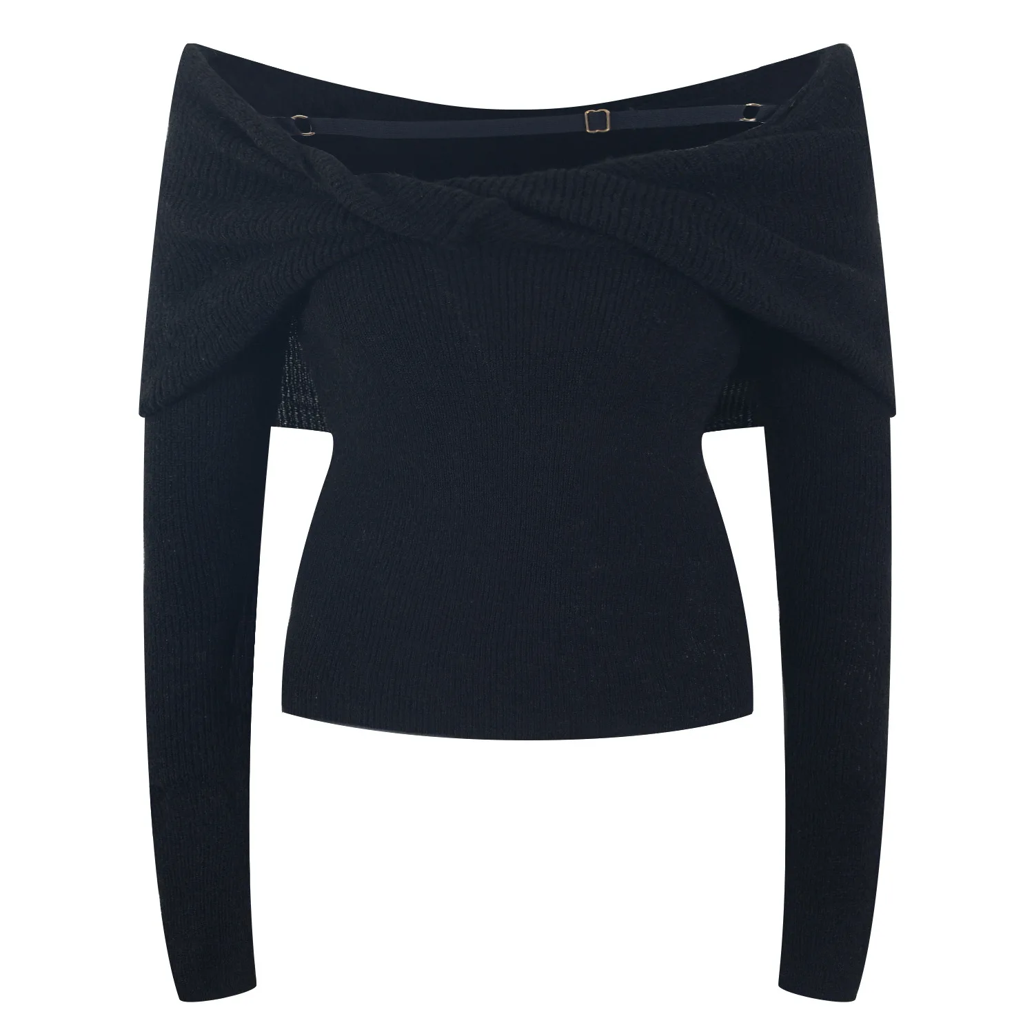 Retro Off-Shoulder Knot Knitted Top for Women 2022 Fashionable Autumn New Elegant Boat-Neck Pullover Thin Long Sleeve Sweater