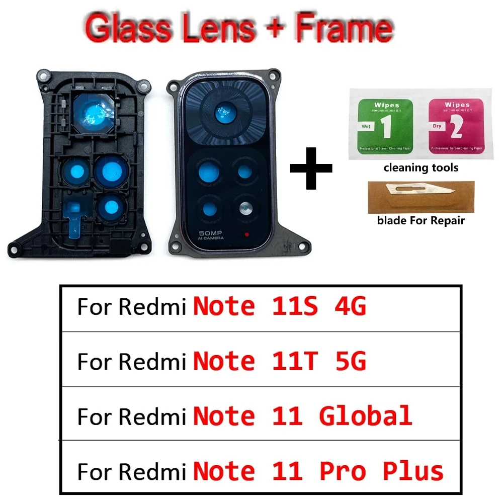 NOWOŚĆ Testowana szklana osłona obiektywu tylnej kamery do Redmi Note 11S 11 11T 5G 11 Pro Plus Wymiana szkła kamery + uchwytu ramki