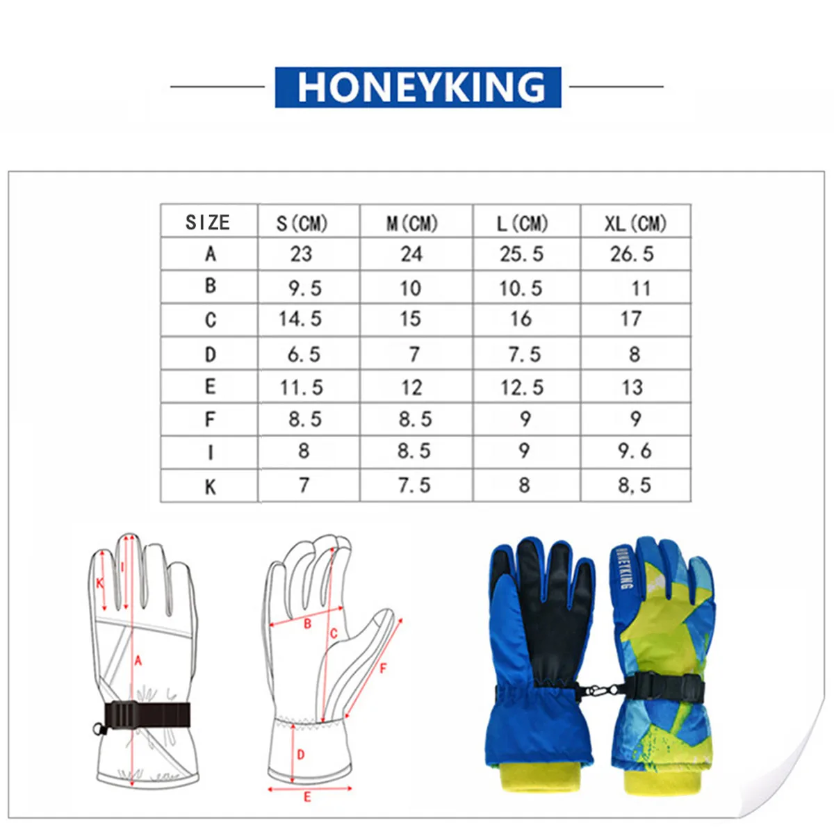 HONEYKING Kids Winter Ski Gloves Waterproof Warm Padded Mitten For Girls Boys Outdoor Skiing Cycling Windproof Snowboard Gloves