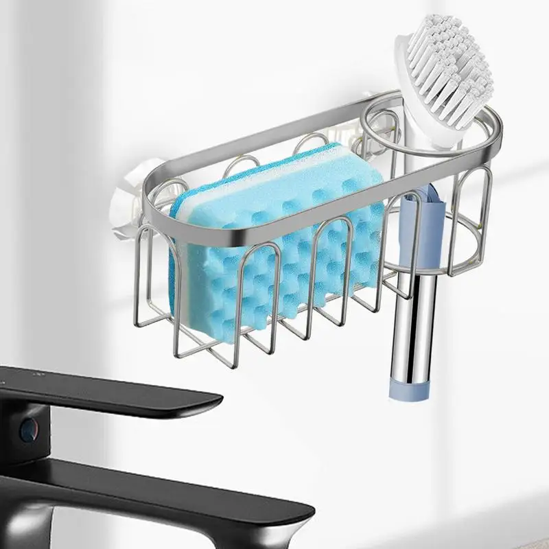 Sponge Drain Rack No Punch Removable Suction Cup Sponge Brush Holder Organizer Storage Holder Utensil Drying Rack For Bathroom