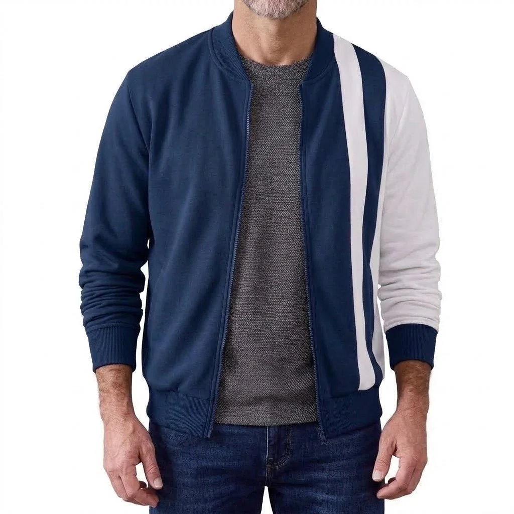 Mens Flight Jacket Lightweight Contrast Tone Zipper Jumper Mandarin Collar Resistant Outer Layer Sport Coats Tracksuit Outfit
