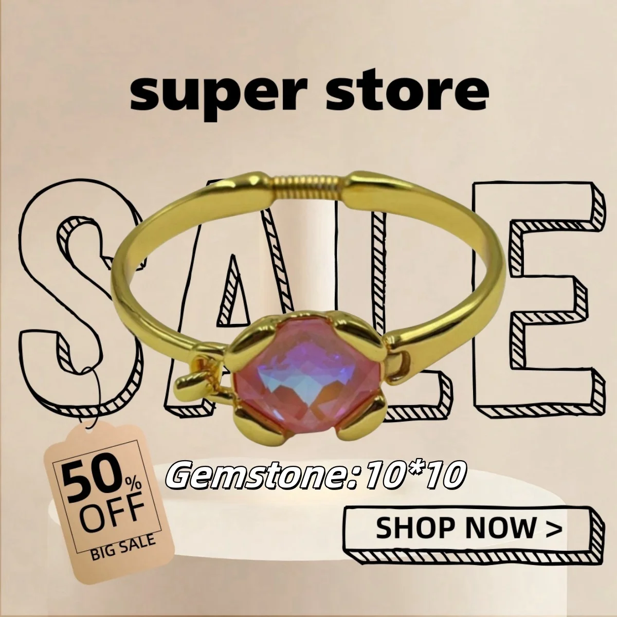 

2025 UHO Europe and America Original New Product Gold Fashion Luxury Quadrilateral 10*10 Pink Crystal Bracelet Women's Gift